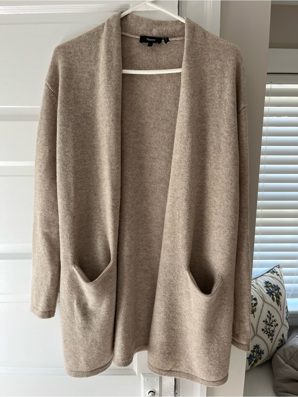 Theory Open-Front Taupe Cardigan